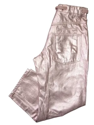 NWT We The Free People Moxie in Bubblegum Pink Metallic Barrel Jeans 27 thumbnail 12