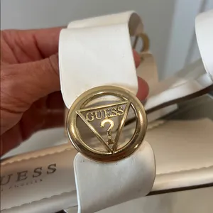 Guess White Slide Sandals with Gold Logo Accent size 8. thumbnail 9