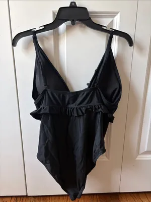 J. Crew Black Ruffle One-Piece Swimsuit Size 12 thumbnail 4