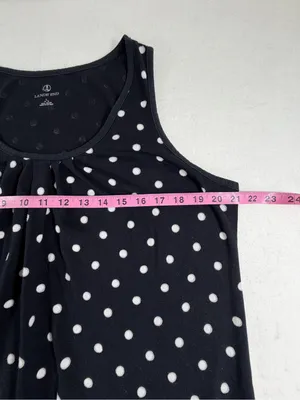 Lands’ End Polka Dot Swing Tank Top Women’s Large 14-16 Black White Cotton‎ thumbnail 3
