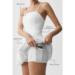 Alo Yoga Airbrush Love Match White Bubble Hem Tennis Mini Dress Shorts Size M thumbnail 2