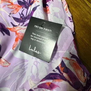 Lulus Sammi Lavender Floral Print Ruffled Surplice Maxi Dress Romantic NWT XS thumbnail 10