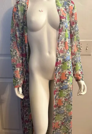 Love Nation Multicolor Sheer Duster Robe - Coral, Lime, Blue, Pink thumbnail 1