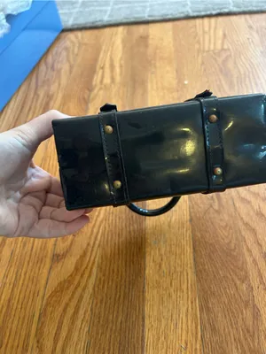 MCM Mini Patent Leather Satchel in Black with Gold Hardware thumbnail 4