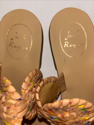 Jack Rogers Tan Leather Braided Slide Sandals with Multicolor Thread SIZE 8.5 thumbnail 8