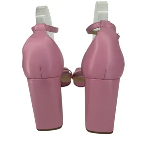 Steve Madden Tiaa Pink Leather Block Heel Square Toe Ankle Strap Sandals Sz‎ 10M thumbnail 10