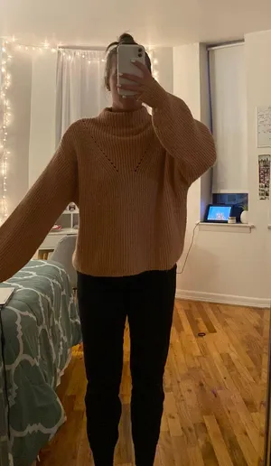 Oversized Orange Turtleneck Sweater Size L thumbnail 1