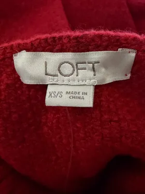 Loft Red Lattice Cable-Knit Turtleneck Sweater Poncho XS/S NWT thumbnail 6