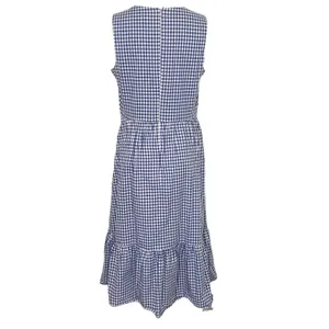 Shoshanna Gingham Check Tie Gilroy Dress Blue‎ White Size 12 $385 thumbnail 3