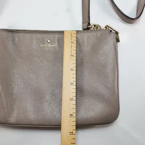 Kate Spade New York Leila Womens Leather‎ Triple Gusset Crossbody Bag Taupe Nude thumbnail 9