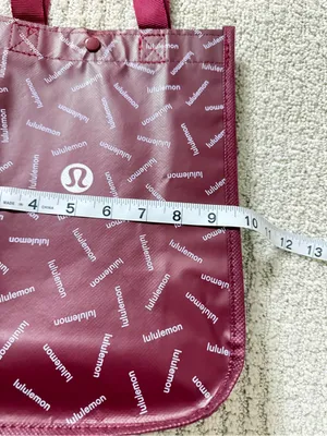 Lululemon Burgundy Reusable Shopper Tote Bag Holiday Limited Edition Small Logo thumbnail 5