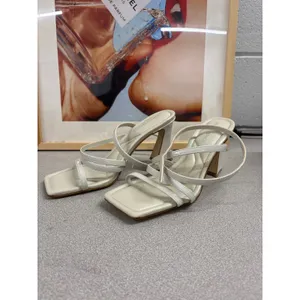 Marc Fisher 6.5 Light Gray Mahima Strappy Tapered Heel Square Toe Dress Sandals thumbnail 2