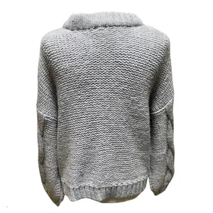 Aerie Snowday Oversized Chunky Cable Knit Sweater Gray Crew Neck NWOT XS thumbnail 4