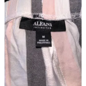ALFANI Intimates Stripe Notched Collar Pocket Shirt Pajama Top Shorts M thumbnail 8