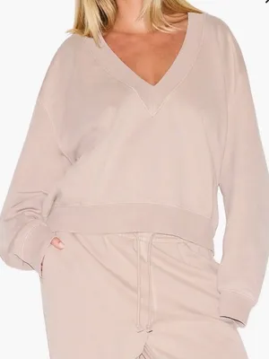 SKIMS V-Neck Oversized Sweater in Dusty Rose NWT SIZE M (GAR) light fawn thumbnail 1