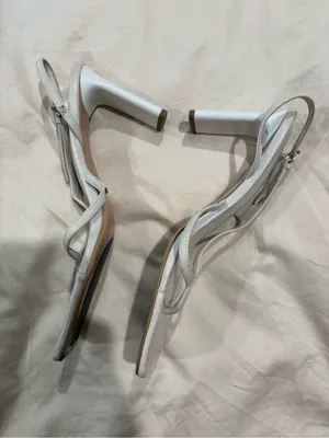 Tony Bianco white heeled thong sandals with ankle strap thumbnail 2