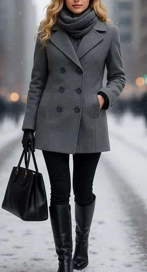 New York & Company Gray Button Down Wool Coat Peacoat thumbnail 1