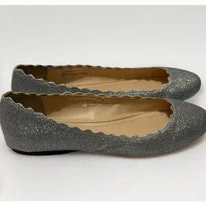 Betsey Johnson SB Dance Glitter Flats Silver Size 9 Blue Sole EUC Bride Wedding thumbnail 3