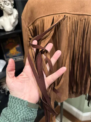 Chartou Brown Faux Suede Fringe Jacket Size Large thumbnail 10