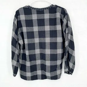 Madewell Navy Plaid‎ Long Sleeve Casual Blouse Size Medium thumbnail 4