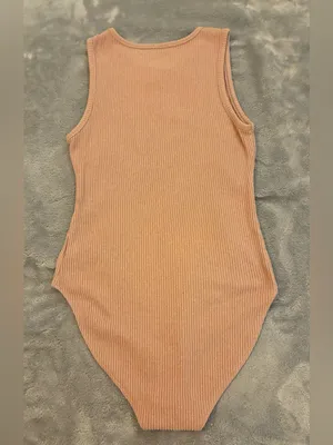 Women’s American Eagle Outfitters Ribbed Peach One-Piece Bodysuit Size Medium thumbnail 5