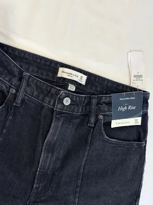 NWT Abercrombie & Fitch Curve Love HR Vintage Flare Jeans – Black Pintuck 30/10R thumbnail 9