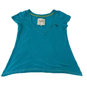 Abercrombie & Fitch size small blue y2k burnout short sleeve V-Neck Tee thumbnail 1