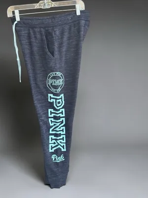 Victoria's Secret PINK black multi-logo skinny jogger sweatpants. thumbnail 9
