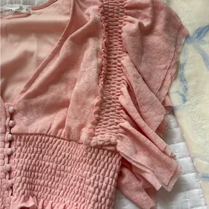 Altar’d State Light Pink Cropped Ruffle Top thumbnail 2