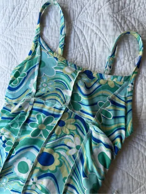 Almost Famous Blue and Green Floral One-Piece thumbnail 3