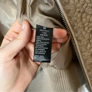 Beige Brown Teddy Bomber Jacket Womens Size Medium Sherpa Cozy Dressy Casual thumbnail 7