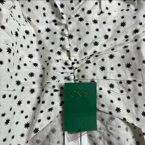 Rixo white stars sameera linen blend starry button down‎ blouse size large Black thumbnail 7