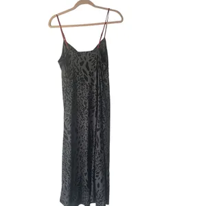 Jones New York Large Black Animal Print Vampire Goth Night Gown Maxi Slip‎ Dress thumbnail 6