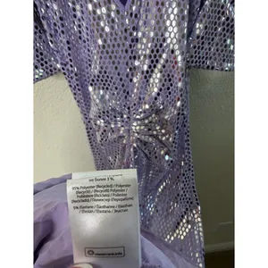 NWT ROTATE Birger Christensen Sierina Sequin Puff Sleeve Ruched Dress Lavender 0 thumbnail 14