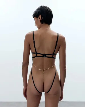 Bluebella Azalea Open Bodysuit Black/Gold - XL thumbnail 3