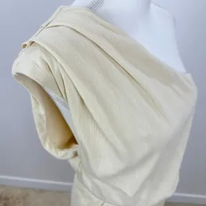 Free People Avery One Shoulder Jumpsuit Wide Leg Pockets Cream Ivory US 4 NWT thumbnail 13