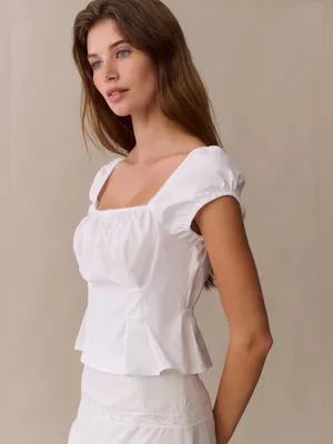 NWT Few Moda Novalie Top size 2 white cotton cap sleeve crop thumbnail 3