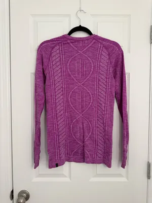 Lululemon Restless Pullover Purple Size 8 Cable Knit thumbnail 2