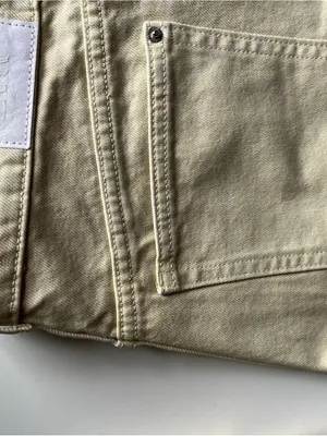 Zara Pale Yellow Raw-Hem Denim Shorts thumbnail 6