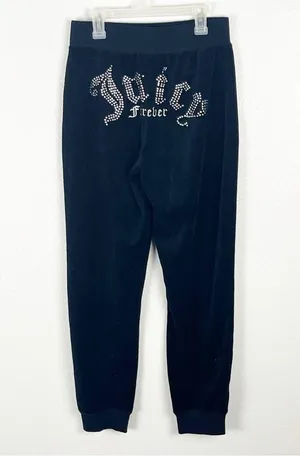 JUICY COUTURE x FOREVER 21 Black Velvet Velour 2 Piece Track Suit, Size Medium thumbnail 11