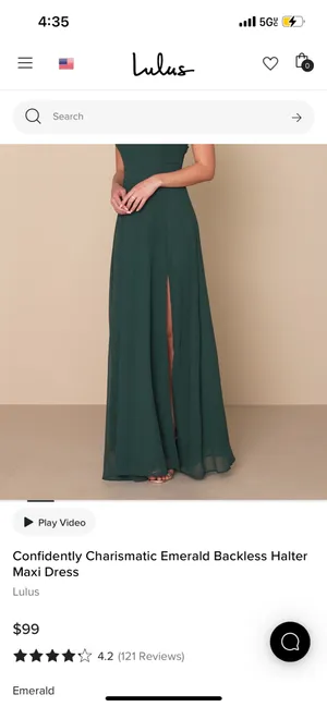 New Lulus Confidently Emerald Backless Halter Maxi Dress Size Medium MSRP $99 thumbnail 7