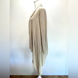 Beige Metallic Open Front Asymmetric Hem Cardigan Wrap Topper Chico’s 1/M thumbnail 5
