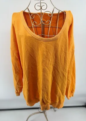 Aerie yellow orange women’s sweatshirt size medium 100% cotton thumbnail 1