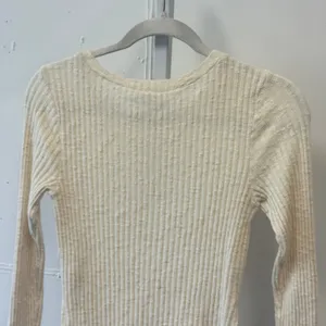 Honey Punch Cream Ribbed Knit Long Sleeve Top Side Slit Crew Neck Small 7T0031H thumbnail 5