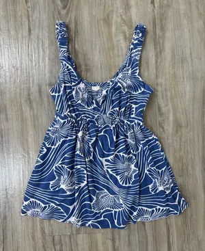 J. Crew Blue & White Floral Tank Top thumbnail 1