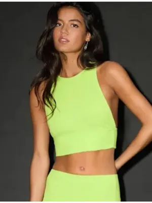 NWT Lulus Absolute Edge Lime Green Sleeveless Crop Top - Size: Small thumbnail 10