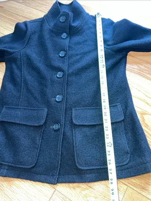 L.L. Bean Black Wool High-Collar Pea Coat with large 2 pockets wardrobe staple thumbnail 7