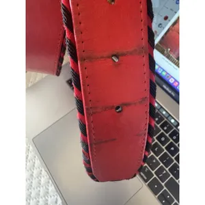 Vintage CARLISLE Belt XS RED Leather 1629 GOLD Metal 1990s Retro thumbnail 11