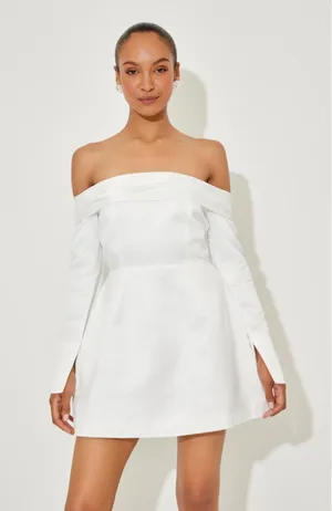 Ultimate Muse Satin Bardot Mini Dress Odd London The Muse thumbnail 3