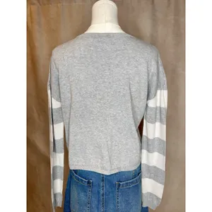 Disney Store Minnie Mouse Sweater M Gray Striped Sleeve Top thumbnail 2
